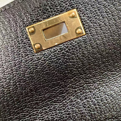 Hermes Black  Kelly To Go Wallet Gold