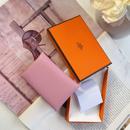 Hermès Calvi Cardholder Pink New