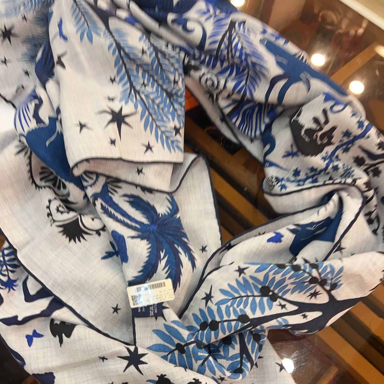 Hermes Cashmere Scarf Blue New