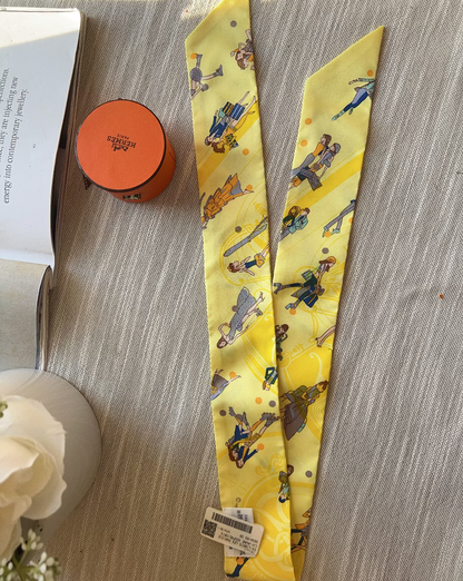 Hermes Ex-Libris Les Parisie Silk Twilly Scarf