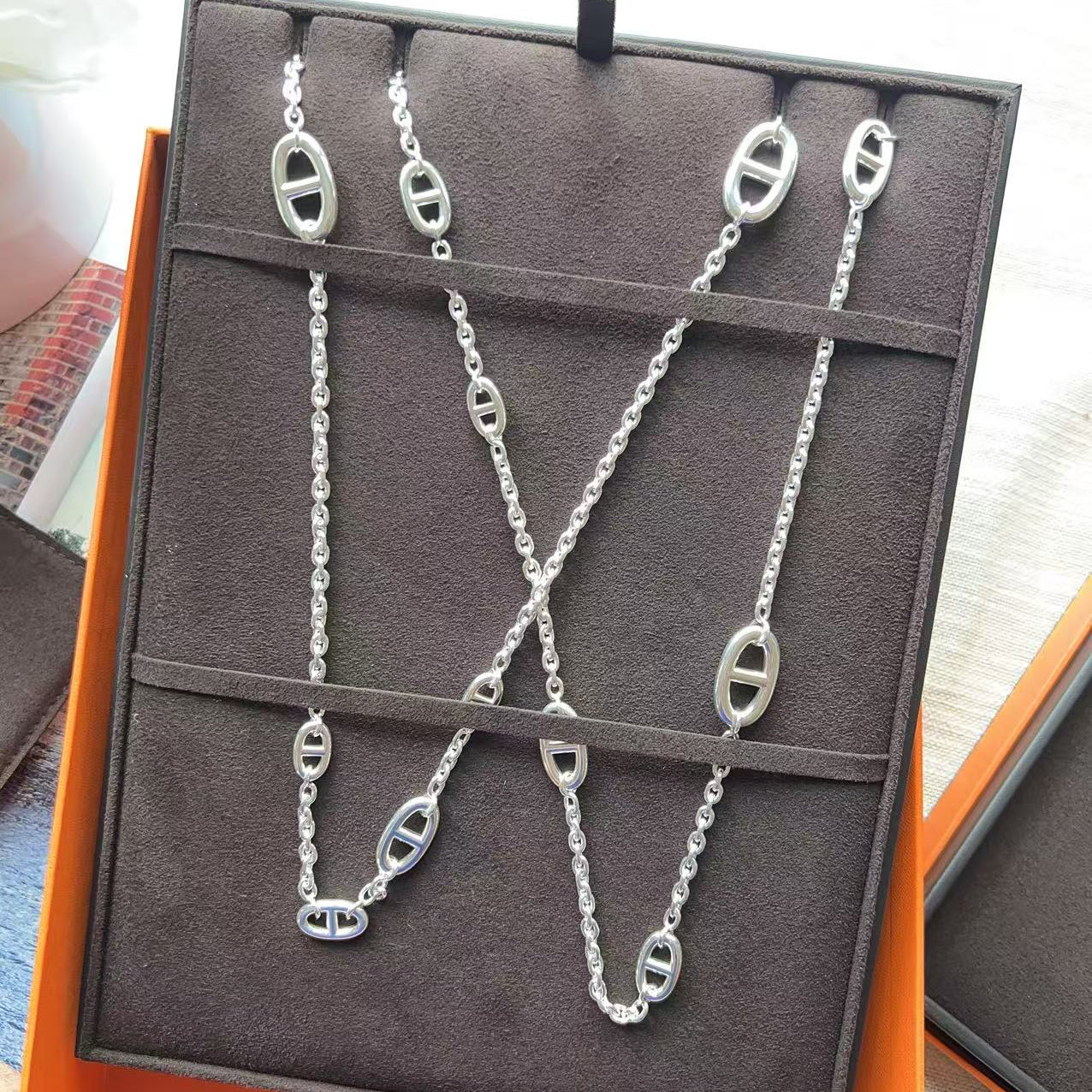 Hermès Farandole 160cm Long Necklace Silver 