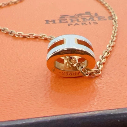 Hermès Mini Pop H Pendant Enamel Necklace White