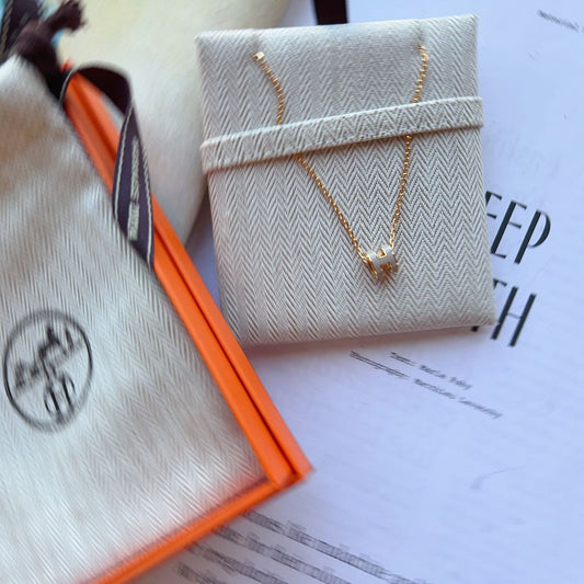 Hermes Mini Pop H pendant Blanc Necklace New