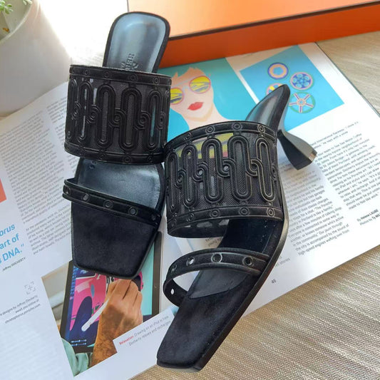 Hermes Noir Joia Sandals 38 New