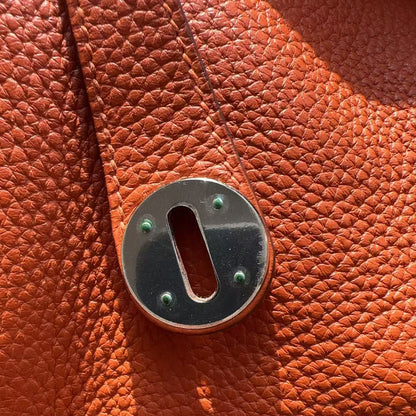 Hermes Orange Clemence Palladium Plated Lindy Bag 30