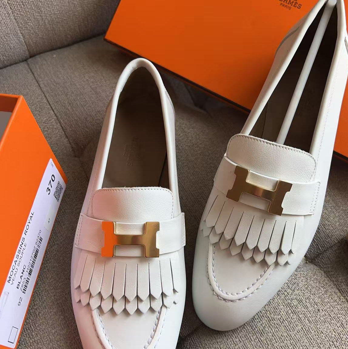 Hermes Royal Loafer White Size37