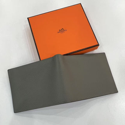 Hermes Swift Silk Twill Wallet Etain Bleu de Malte