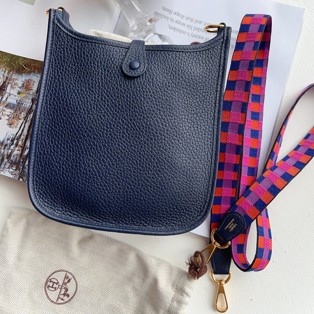 Hermès Mini Evelyne 16 Bleu Nuit / Blue Saphir Clemence Gold Hardware