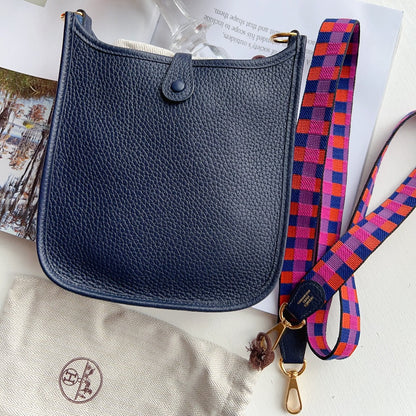 Hermès Mini Evelyne 16 Bleu Nuit / Blue Saphir Clemence Gold Hardware