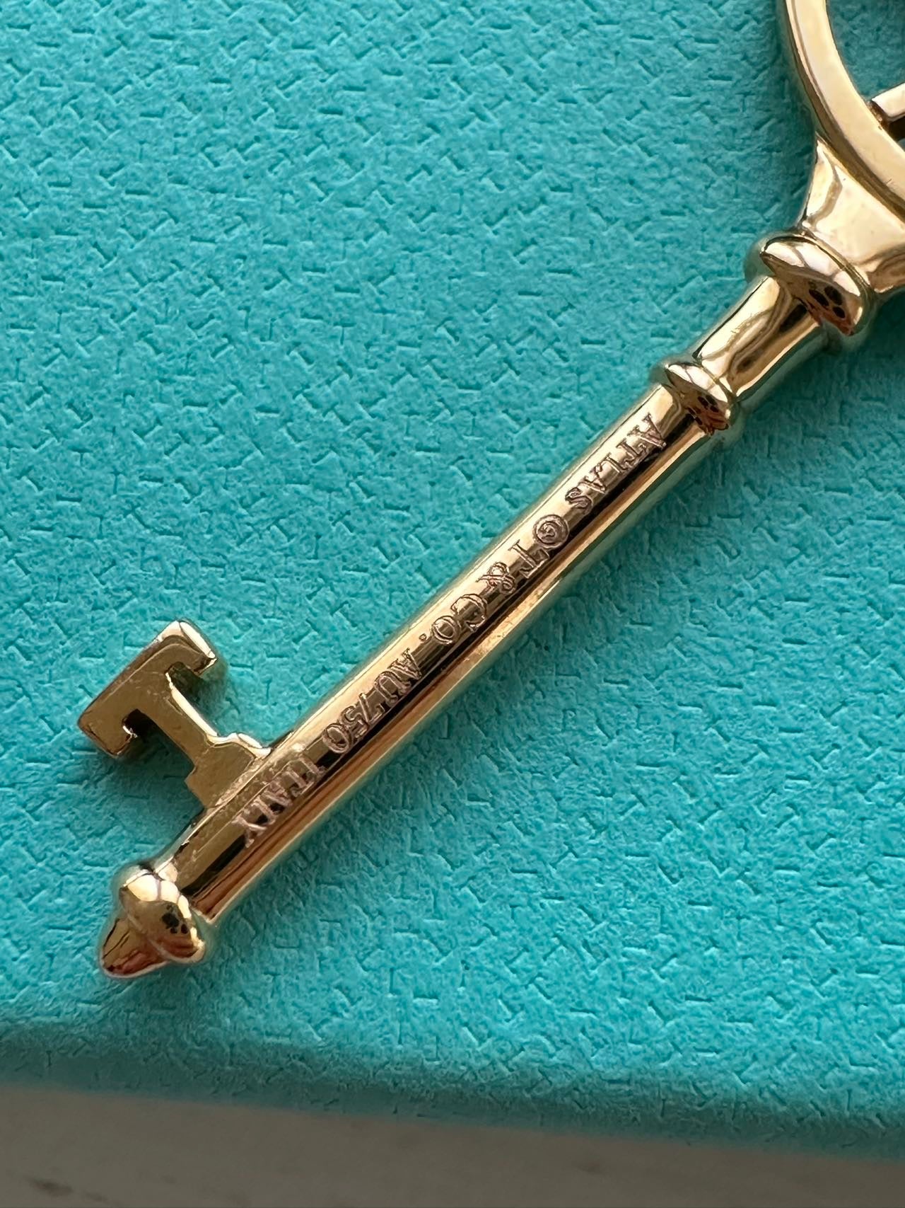 Tiffany & Co Atlas Key Pendant Necklace 18K Gold and Diamonds