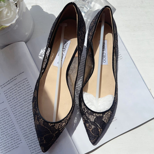 Jimmy-Choo-Black-Lace-Ballet-Flats