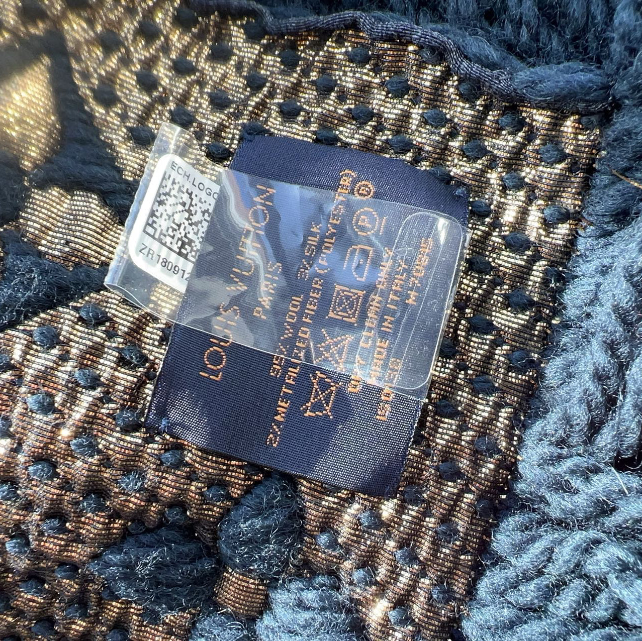 LOUIS VUITTON ESCHARPE LOGOMANIA SHINE SCARF NAVY