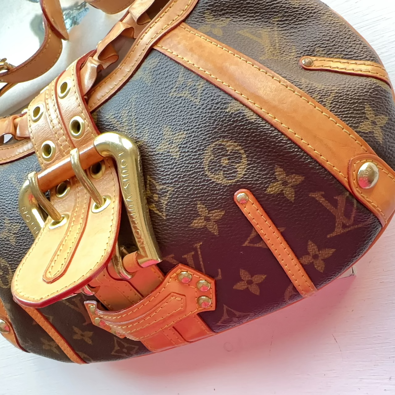 Louis Vuitton Brown Monogram Canvas Leonor Ruffle Shoulder Bag