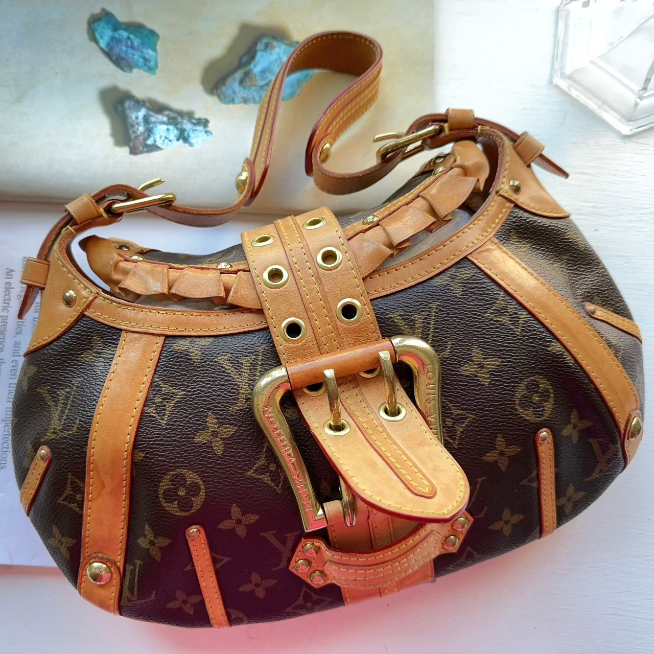 Louis Vuitton Brown Monogram Canvas Leonor Ruffle Shoulder Bag