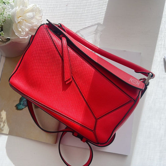 Loewe Calfskin Small Puzzle Bag Scarlet