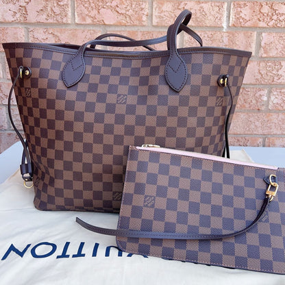 Louis Vuitton Damier Ebene Neverfull MM Tote with Pouch