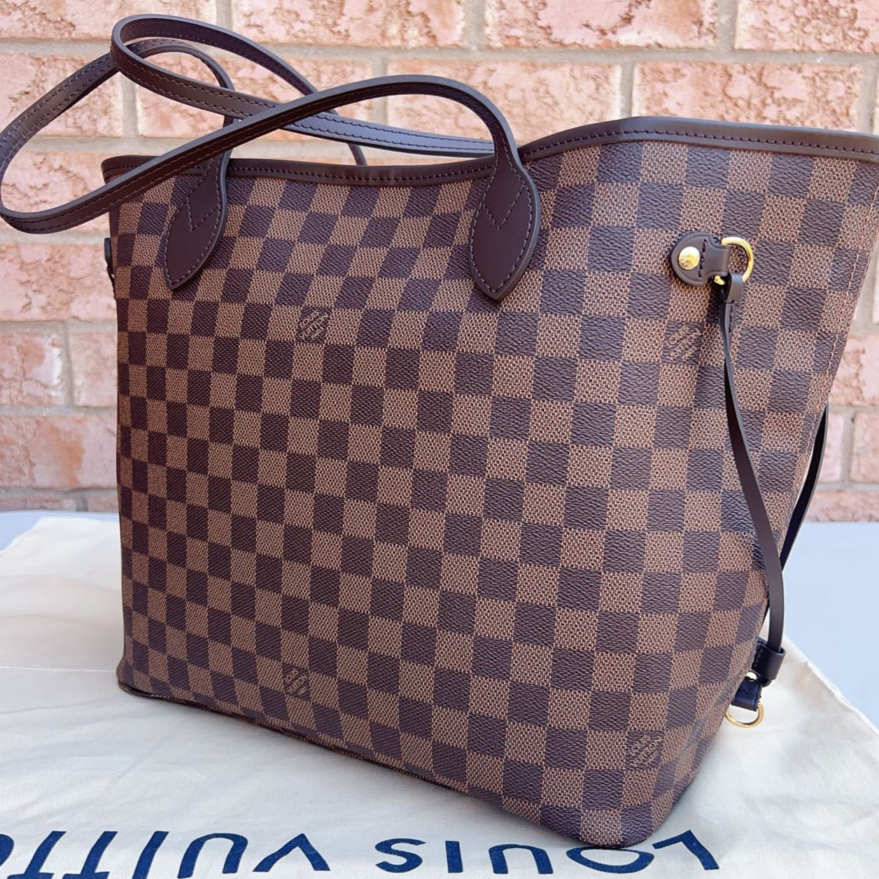 Louis Vuitton Damier Ebene Neverfull MM Tote with Pouch