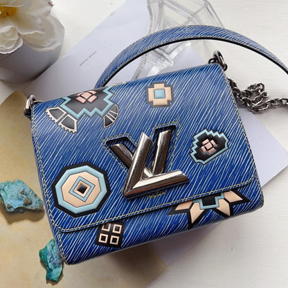 Louis Vuitton Denim Aztec EPI Leather Twist PM Blue Bag