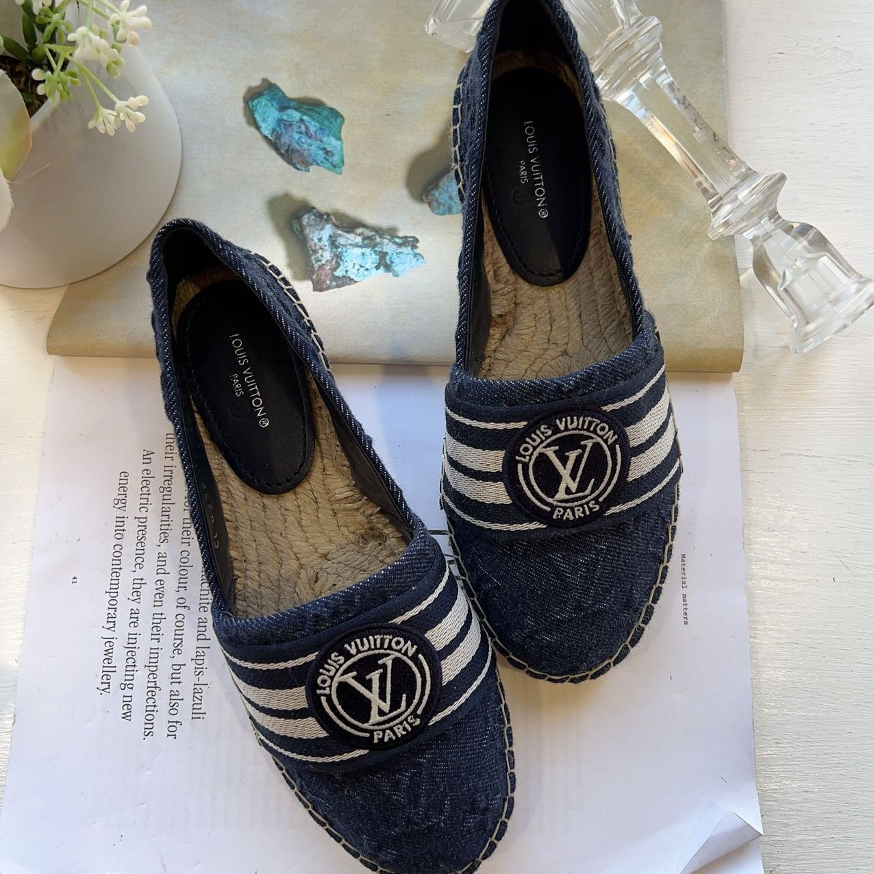 Louis Vuitton Denim Starboard Espadrille Flats 36 Navy