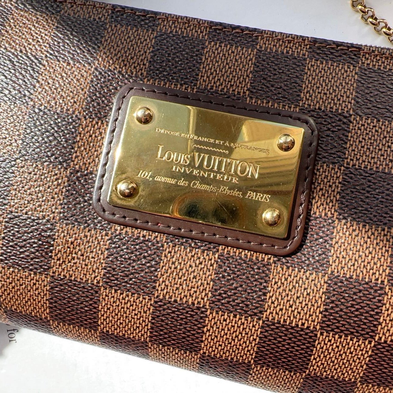 Louis Vuitton Eva Damier Ebene Canvas Pochette w/strap Bag