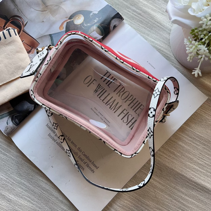 Small handbag with floral pattern on a magazine