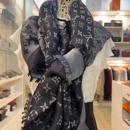 Louis Vuitton Monogram Shine Shawl Black