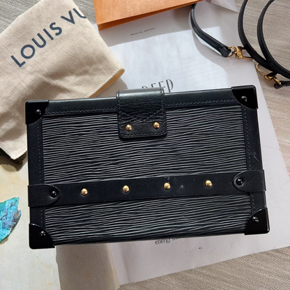 LOUIS VUITTON PETITE MALLE BAG BLACK EPI LEATHER