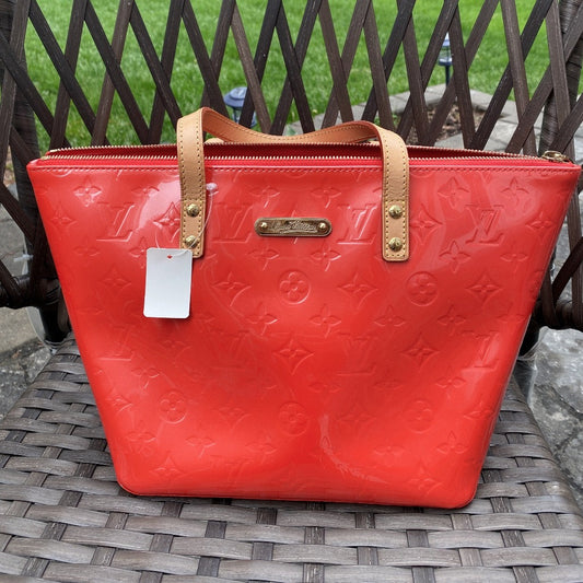 Louis Vuitton Tote with Orange Patent Leather