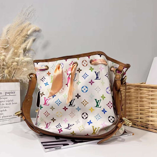 Louis Vuitton White Monogram Multicolor Petite Noe Handbag