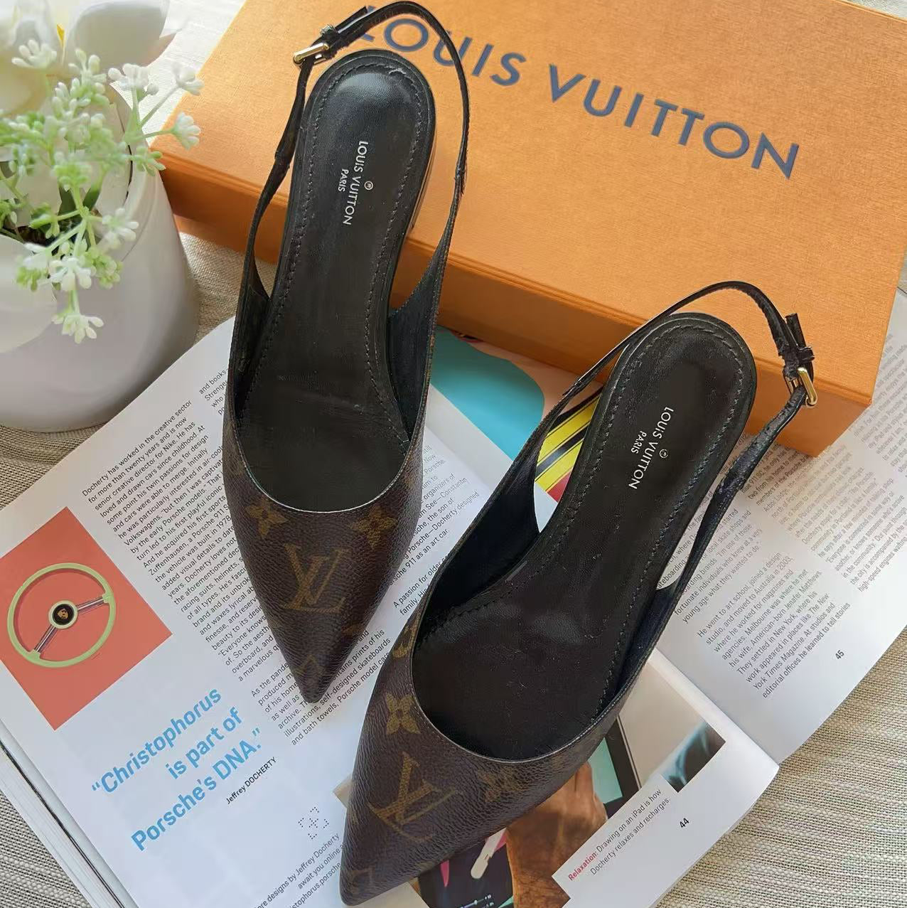 Louis Vuitton Monogram Cherie Slingback Pumps 36
