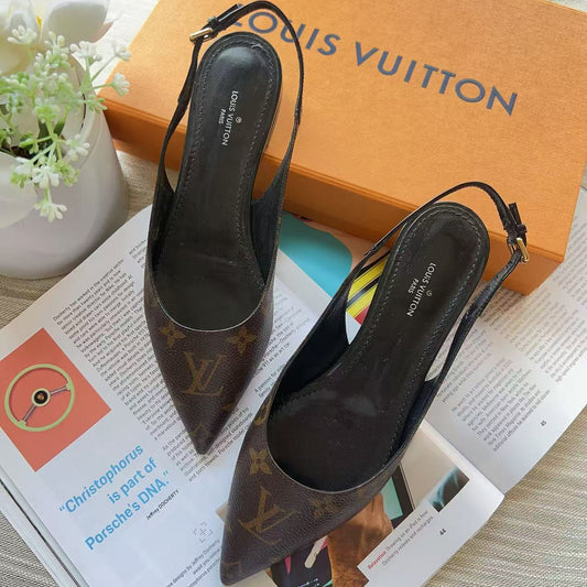Louis Vuitton Monogram Cherie Slingback Pumps 36