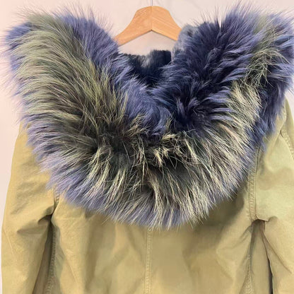 MR & MRS ITALY Green Quilted Parka w/ Fur Hood, size S