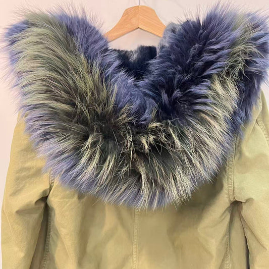 MR & MRS ITALY Green Quilted Parka w/ Fur Hood, size S