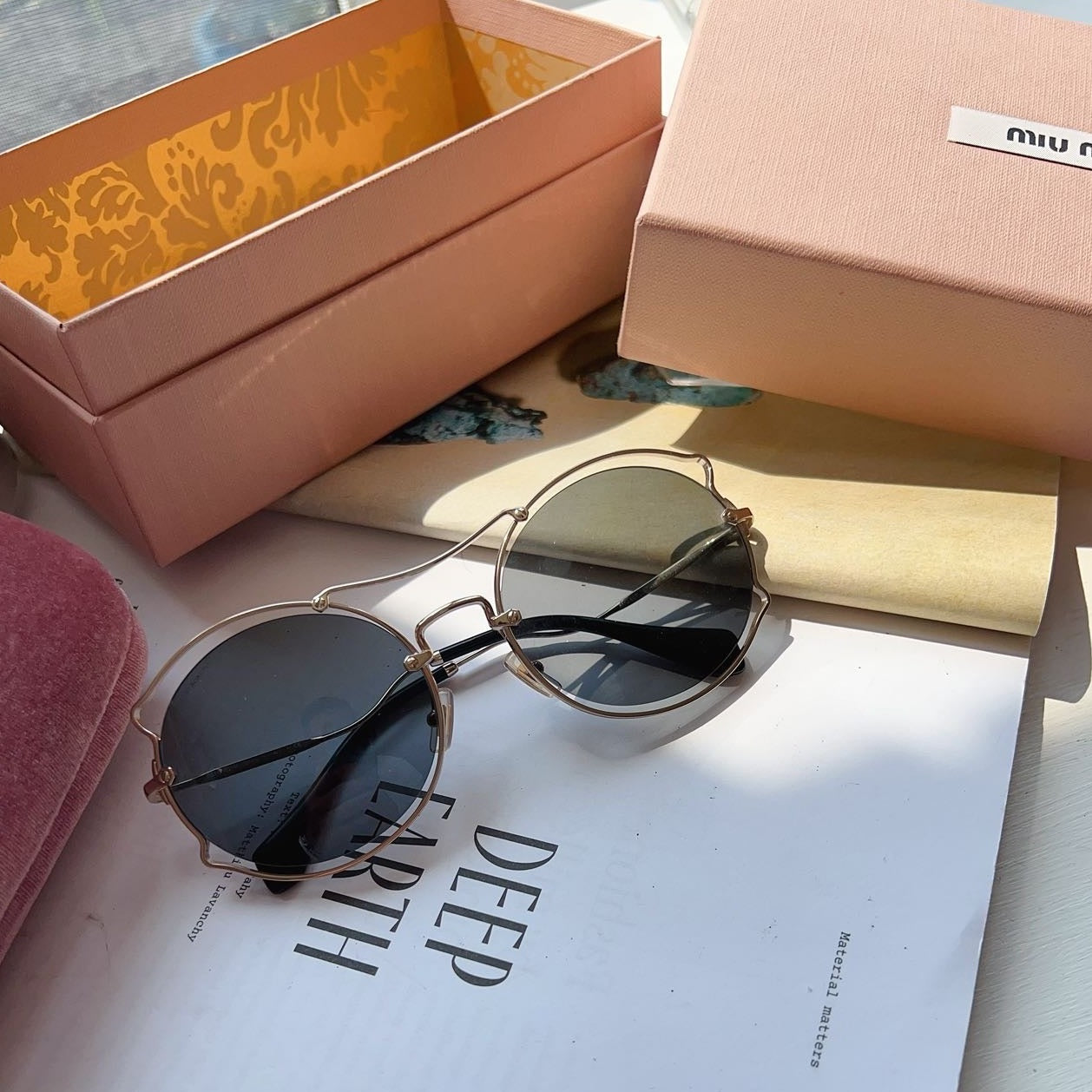 Miu Miu SMU 50S ZVN-9K1 Gold Chrome Sunglasses