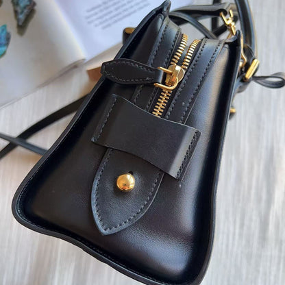 Prada Calf-Trimmed Saffiano Handle Bag Black