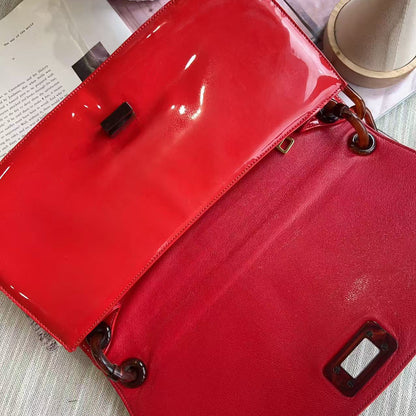 Prada Red Vernice  Madras Swing Shoulder Bag