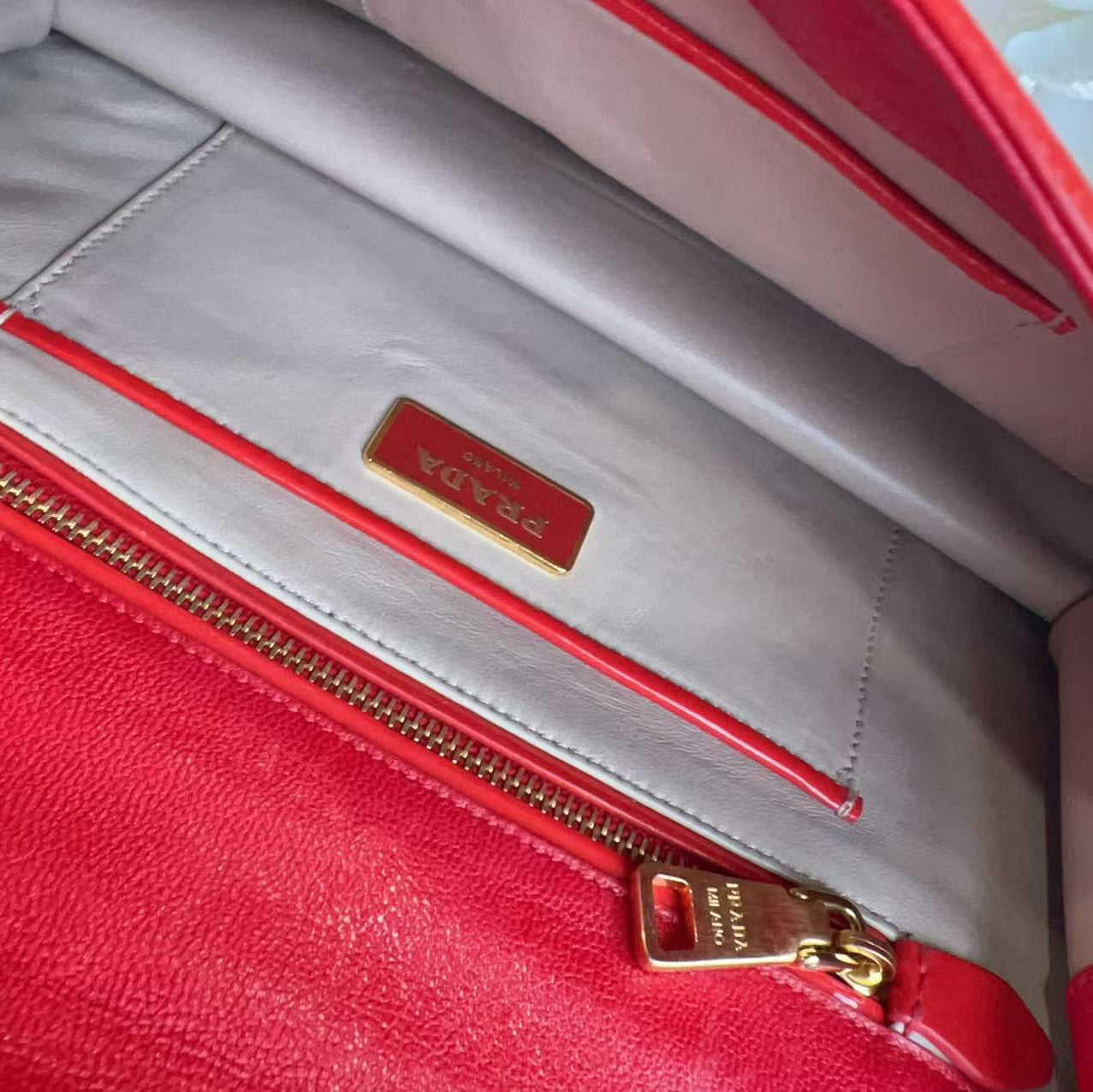 Prada Red Vernice  Madras Swing Shoulder Bag