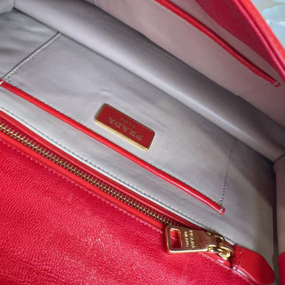 Prada Red Vernice  Madras Swing Shoulder Bag