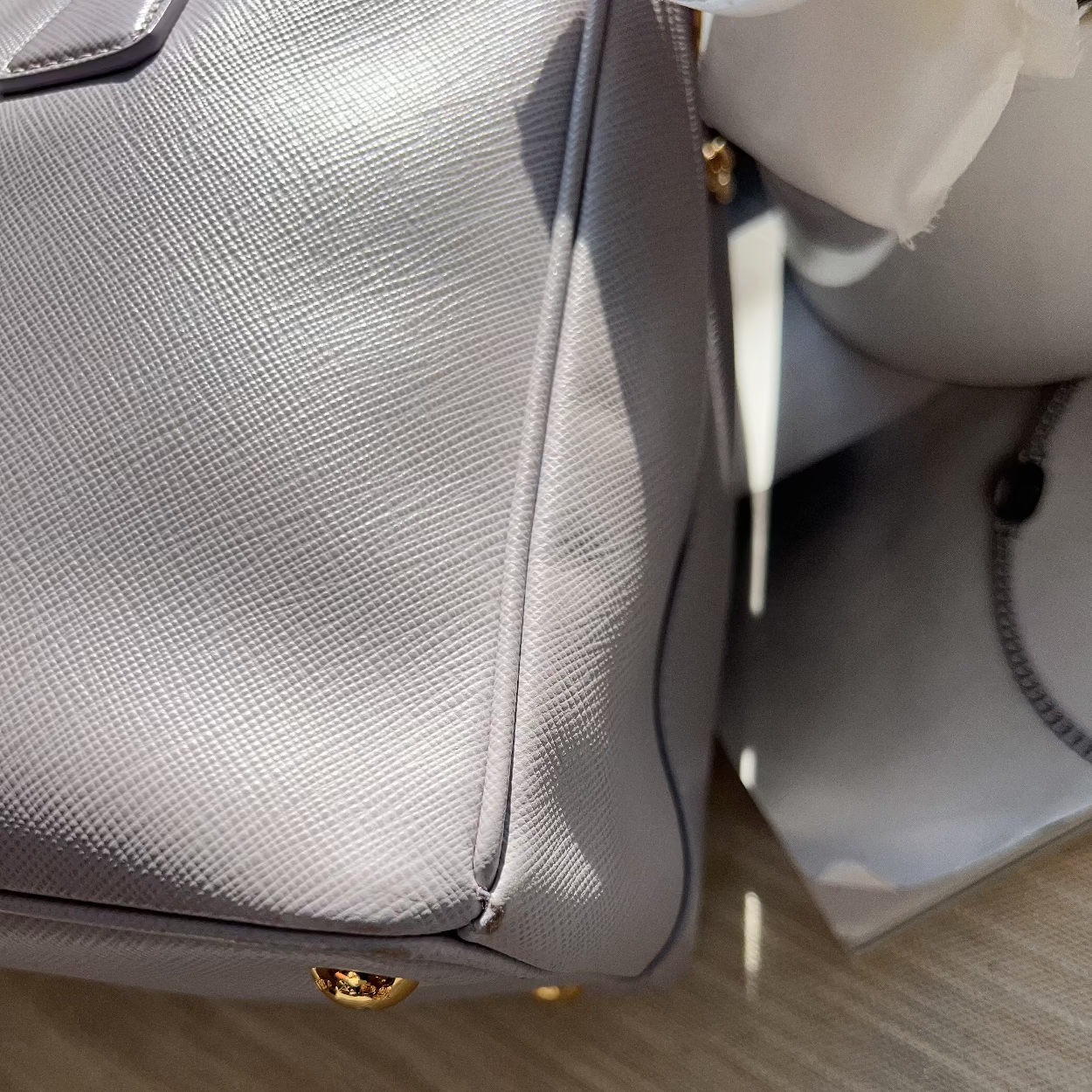 Prada Saffiano Lux Small Galleria Double Zip Tote Light Purple