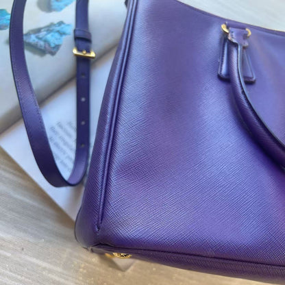 Prada Saffiano Medium Galleria Double Zip Tote Viola