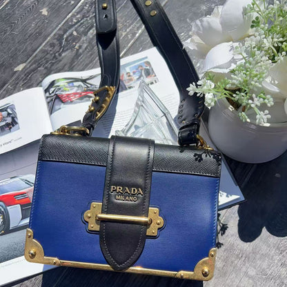 Prada Saffiano Trimmed City Calf Cahier Bag