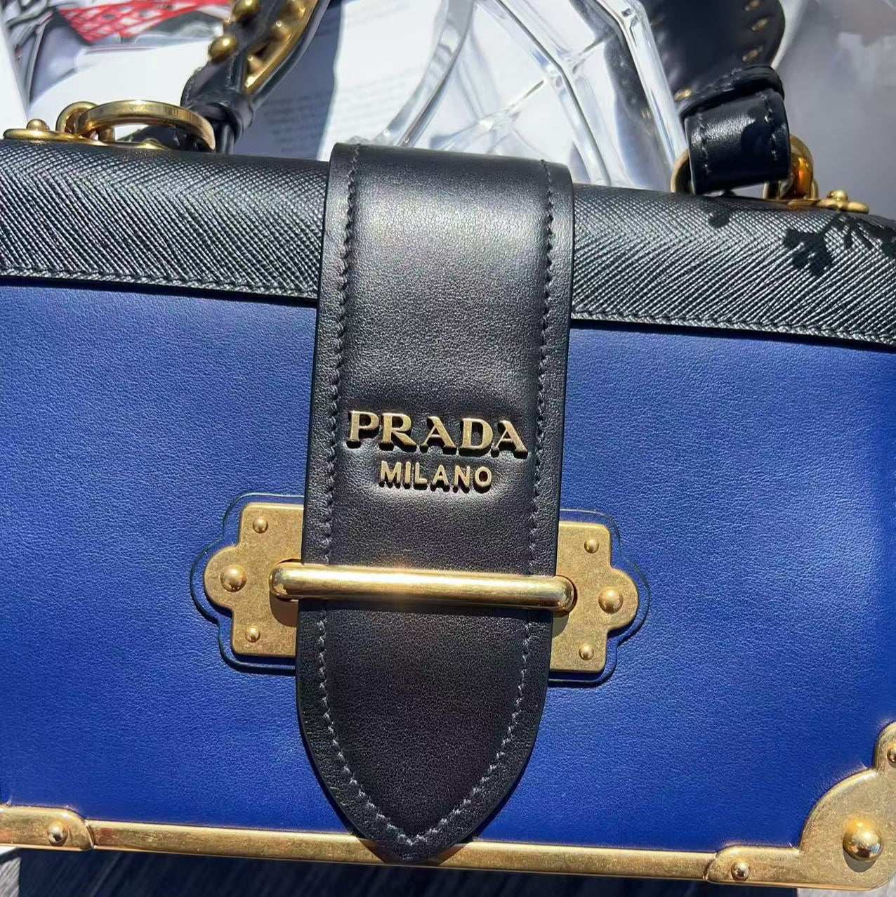 Prada Saffiano Trimmed City Calf Cahier Bag