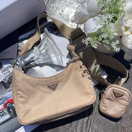 Prada Tessuto 2005 Re-Edition Crossbody Bag Beige