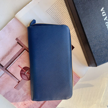 Prada Saffiano Metal Lux Leather Bluette Wallet