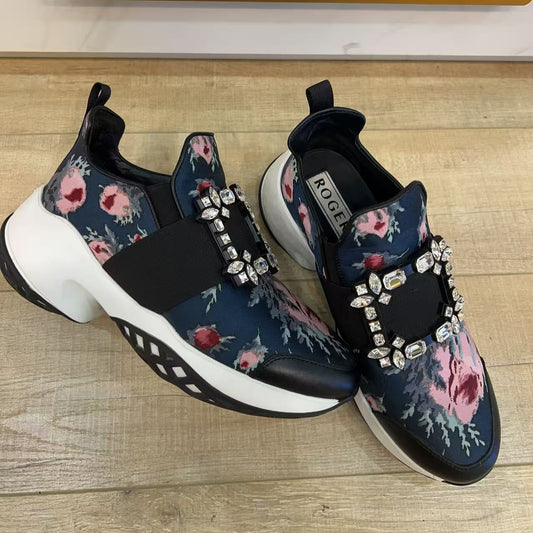 ROGER VIVIER Run Buckle Floral-print Sneakers