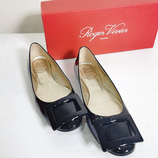 Roger Vivier Patent Gomme Ballerine Flats Size36