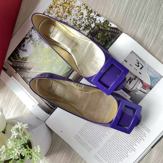Roger Vivier Patent Gommette Flats Purple Size