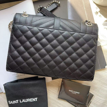 SAINT LAURENT ENVELOPE MEDIUM IN QUILTED GRAIN BAG