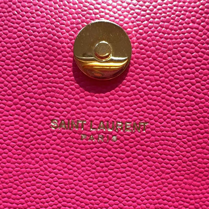 Saint Laurent Hot Pink Cassandre Leather Clutch Bag LP