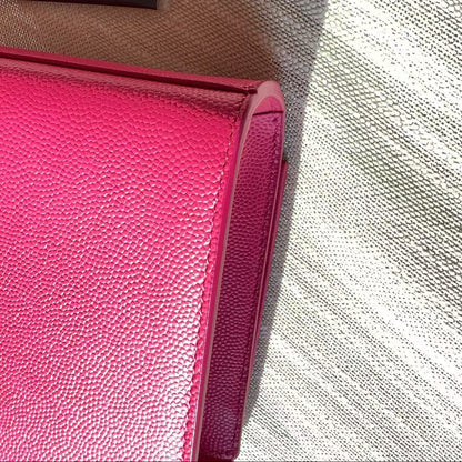 Saint Laurent Hot Pink Cassandre Leather Clutch Bag LP